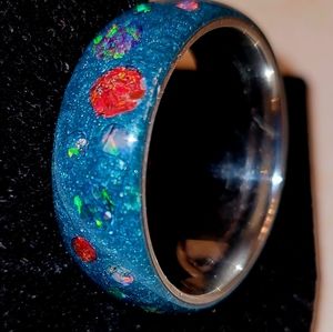 Custom epoxy and opal ring